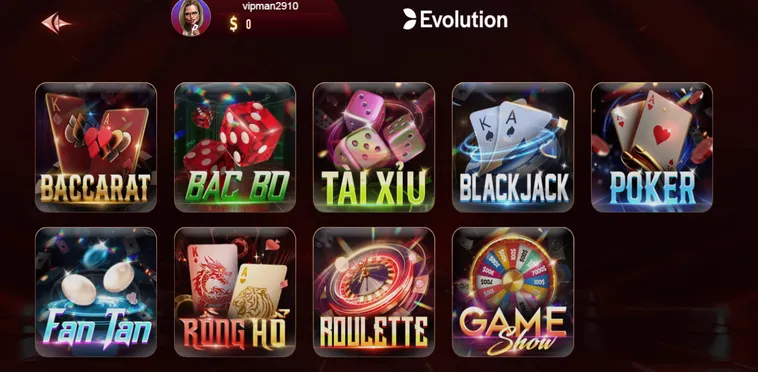 Evolution Livestream tại ManClub Đẳng Cấp Sòng Bài Trực Tuyến Toàn Cầu
