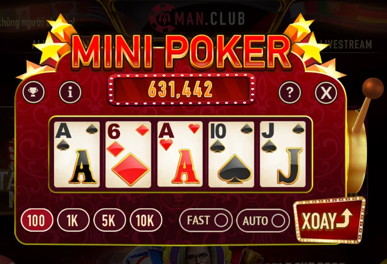 Minigame Mini Poker Tại ManClub Đỉnh Cao Quay Hũ Đấu Trí Nhận Thưởng Jackpot Khủng Năm 2026