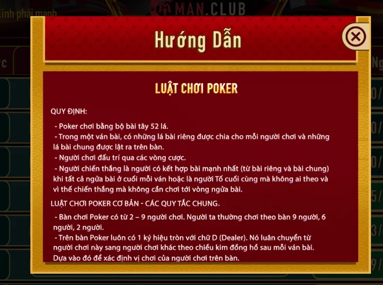 Hướng Dẫn Chơi Poker Tại ManClub Và Chiến Thuật Tố Tất Để Chiến Thắng