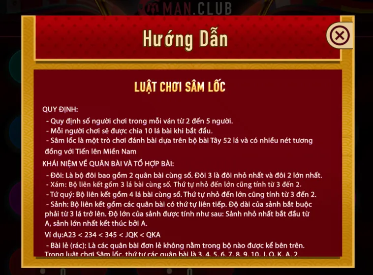 Sâm Lốc tại ManClub Đỉnh Cao Bài Tố Và Chiến Thuật Chặn Sâm Hiệu Quả